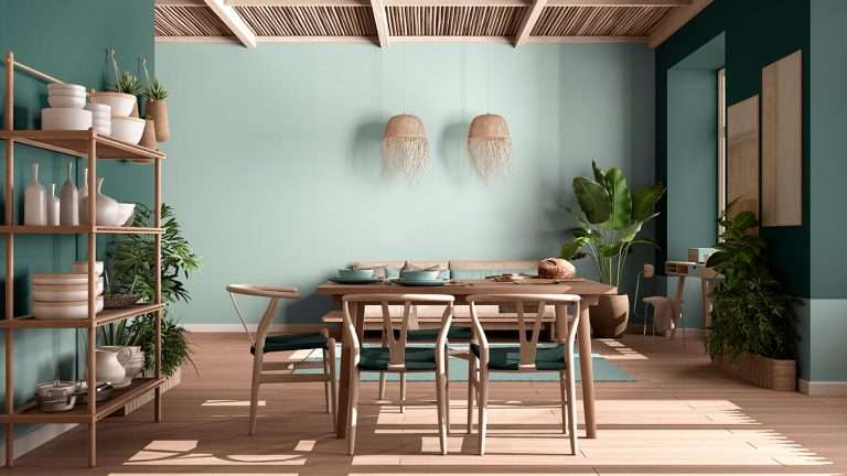 Decoración salón pintura verde